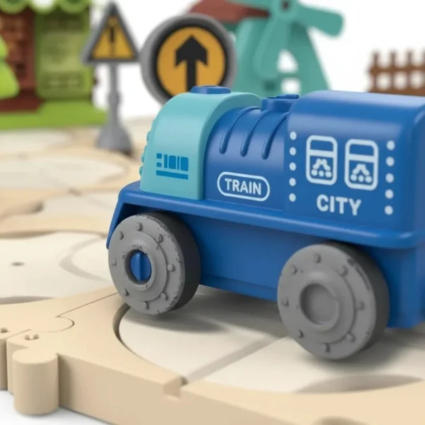 Pista Tren Eléctrico Puzzle 65 Piezas Diy Armable Niños Tren Beige