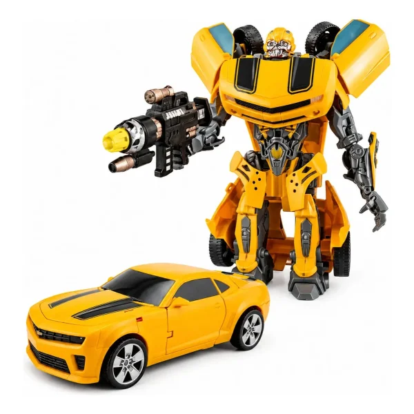 Juguete Robot Transformable Auto Camion Con Accesorios 20cm Auto Amarillo