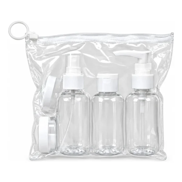 Neceser Frascos De Viaje Avion Botella Envases Recargable X5 Transparente Lisa