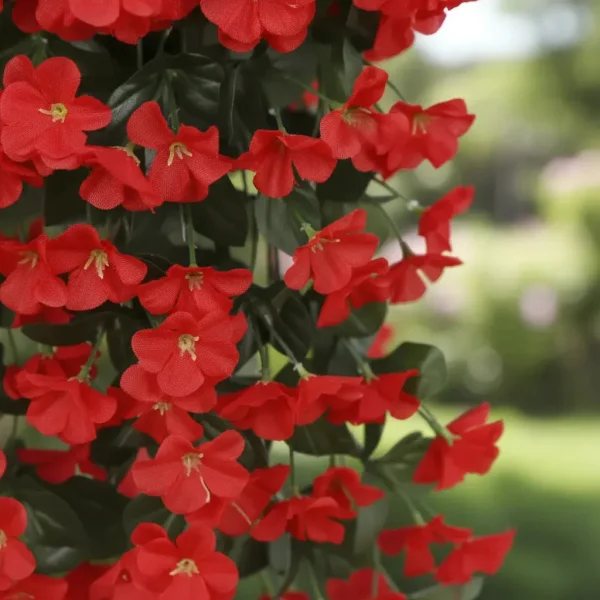 Ramo Flor Planta Colgante Pack X6 Jardin Artificial Interior Rojo