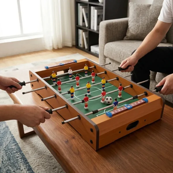 Juego De Mesa Mini Futbolito Metegol De Madera Marron