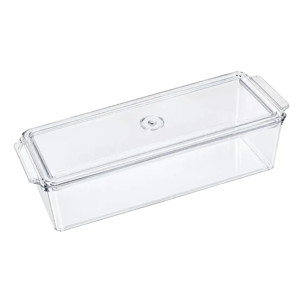 Organizador Heladera Contenedor Multiuso Con Tapa 30x10x10 Transparente