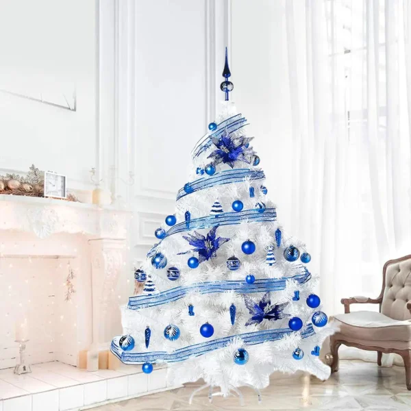 Arbol Navidad Montañes Deluxe Blanco 1.80mt Adornos Deco Azul