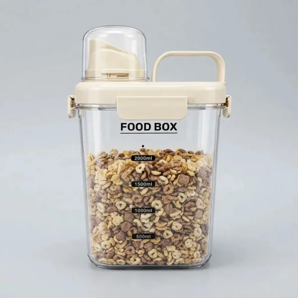 Dispenser Para Cereales Hermético Con Pico Vertedor 2000ml Transparente
