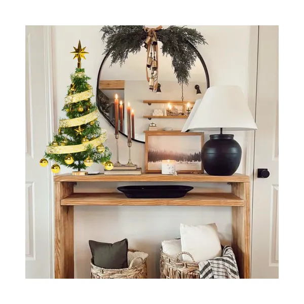 Arbol De Navidad 80cm Con Adornos 30 Piezas Oro Cybermonday