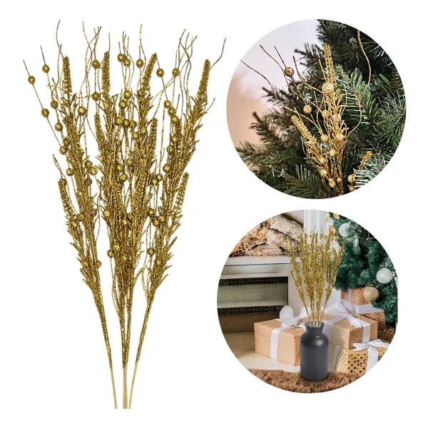 Ramas Espiga Decoración Navideña Adorno Navidad 72cm Pack X5 Dorado Ramas Espiga