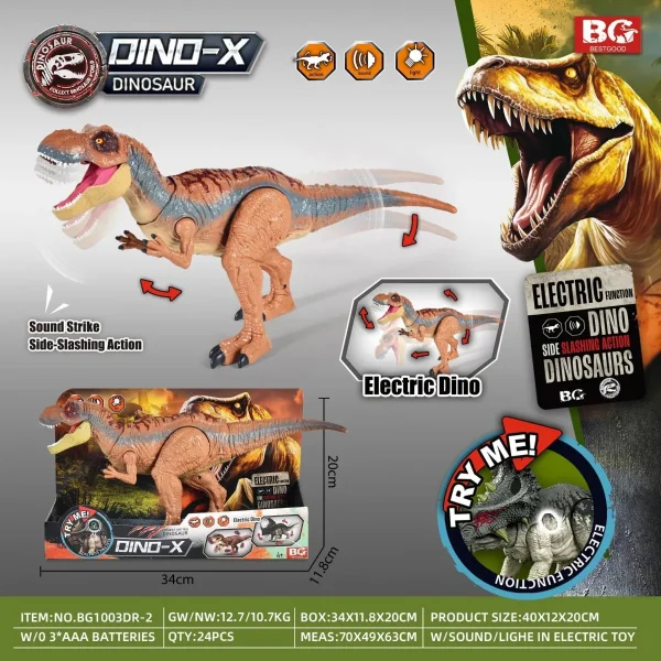 Dinosaurio Robot T-rex Articulado Eléctrico Con Luz Y Sonido T-rex Marrón