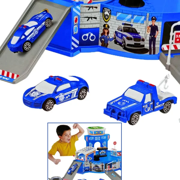 Pista De Autos Estacion De Policias Juguete Con Accesorios Azul