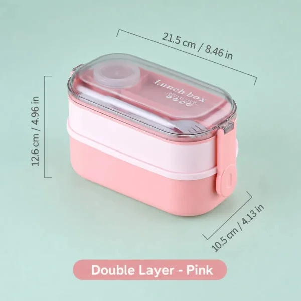 Lunchera Vianda Hermetica 2 Pisos Con Cubiertos Rosa Rosa