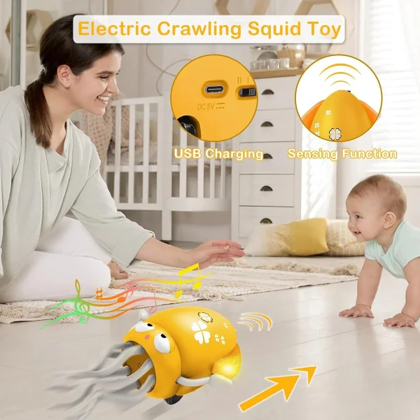 Pulpo Calamar Bailarín Juguete Bebé Niños Luz Musica Usb Rosa