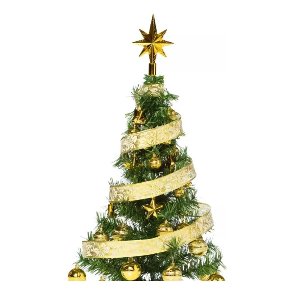 Árbol Navidad Fabesa 80cm Verde Mini Pino Deco Incluye 30 Adornos Oro