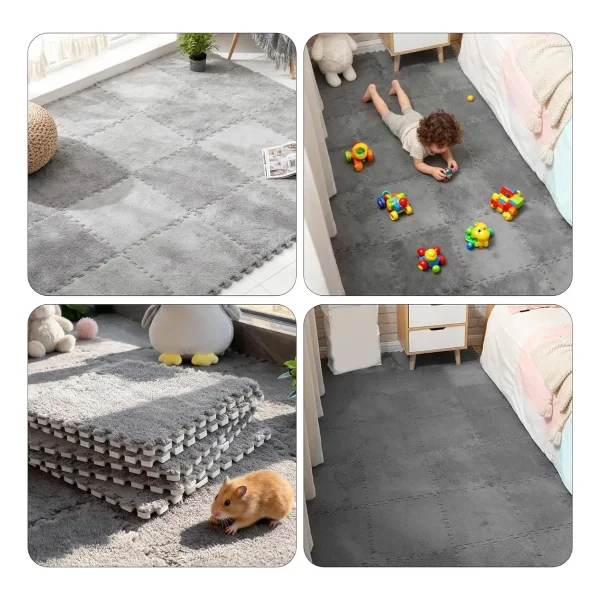 Piso Goma Eva Encastrable Peluche Alfombra Antigolpes X10 Rosa