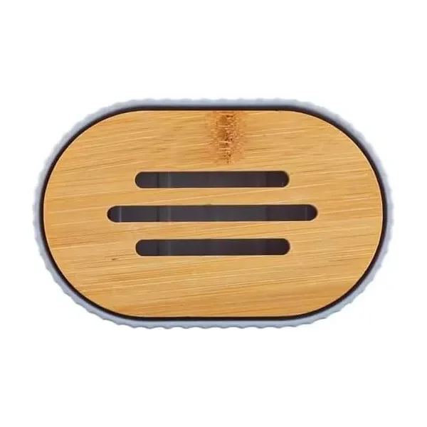Set Accesorios Baño Kit 4 Piezas Dispenser Plastico Bambu Blanco