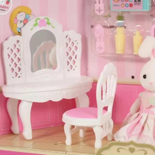Casa Conejo Set Dormitorio Conejitos Juguete Accesorios Blanco