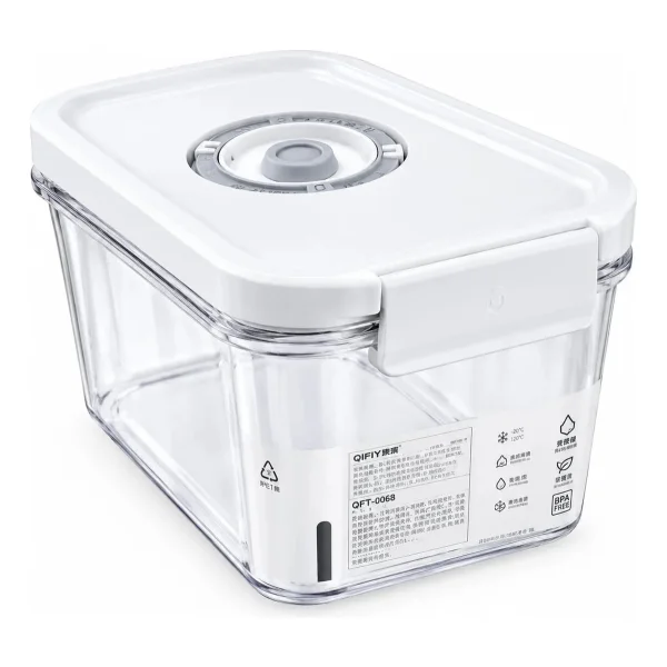 Taper Hermético 1700ml Válvula Vacío Sin Bomba Freezer Transparente