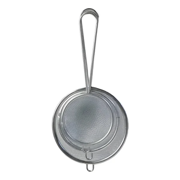 Set Colador X3 Malla Fina Alambre Metálico Mango Metal Plateado