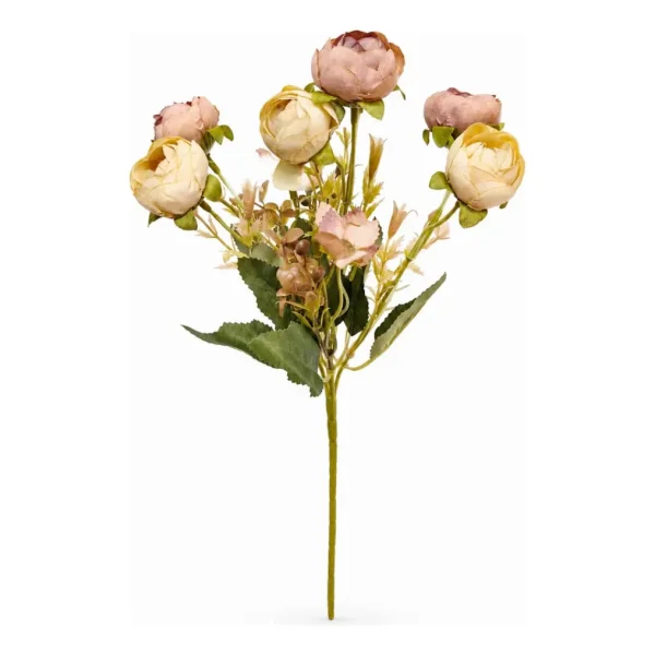 Ramo Flores Artificiales Peonías Mini 30cm Deco Vintage Rosa