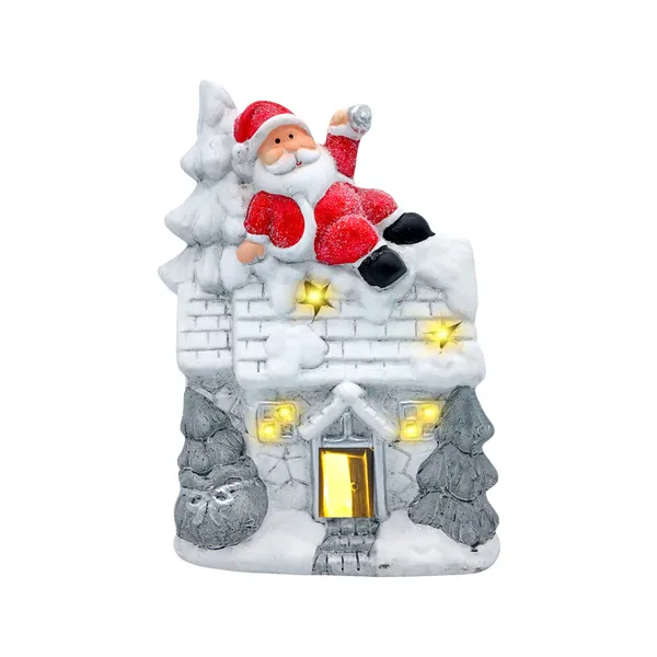 Adorno Navidad Casita Ceramica Decoracion Con Iluminación