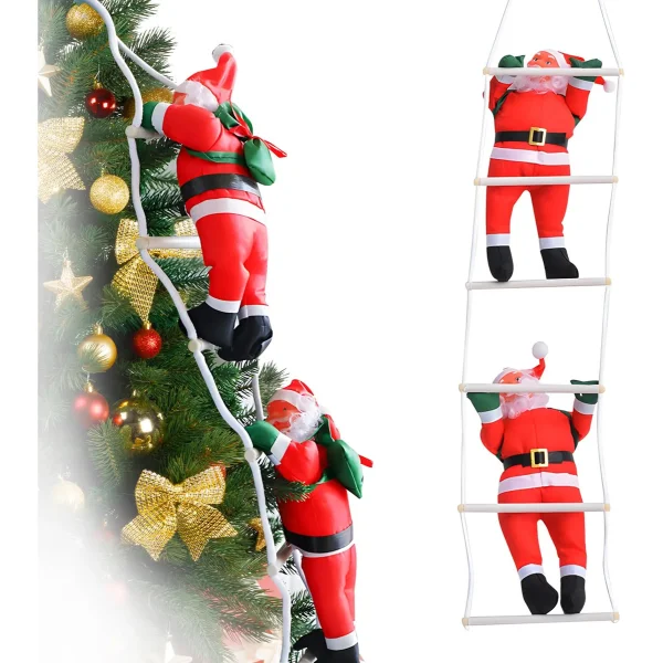 Papá Noel Trepador Escalera Colgante Deco Navidad Adorno Rojo