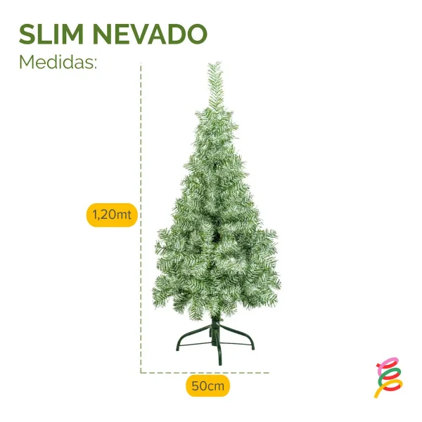 Árbol De Navidad Arbolito Slim Nevado 1.20mts Base Metal