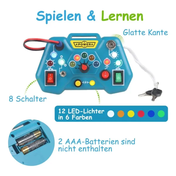 Tablero Sensorial Montessori Luces Led Botones Juguete Niños Azul