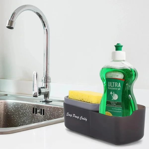 Organizador Dispenser Bacha 3 En 1 Escurridor Cocina Esponja Negro