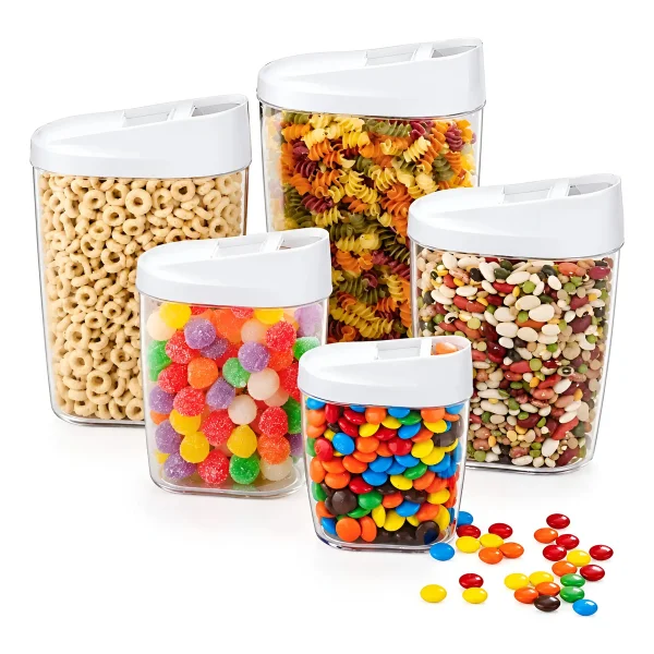 Set X5 Frascos Dosificadores Cerealero Organizador Cocina Transparente