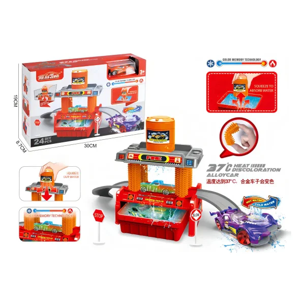 Lavadero De Autos Cambia De Color Juguete Infantil Rojo