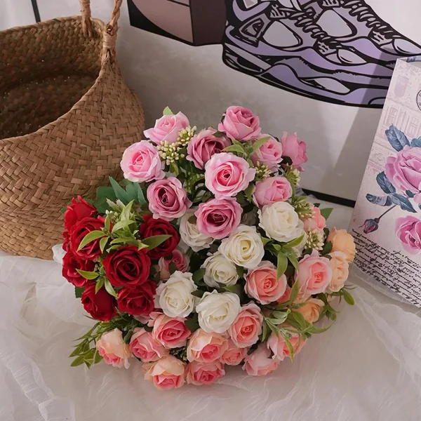 Ramo De Rosas Flores Artificiales Decoracion Pack X10