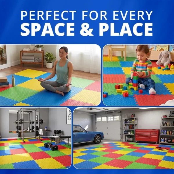 Piso Goma Eva Encastrable Pack X12 Gym Bebes Niños 10mm Multicolor