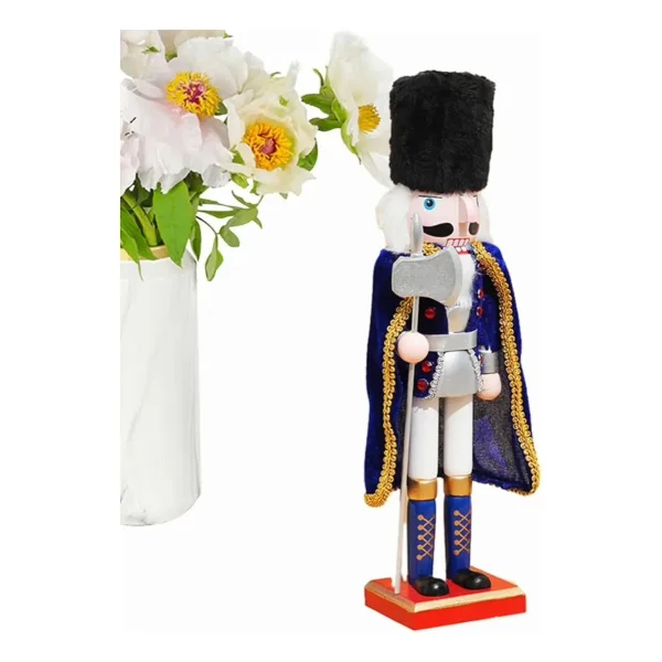 Cascanueces Soldado Adorno De Madera 38 Cm Navidad Azul