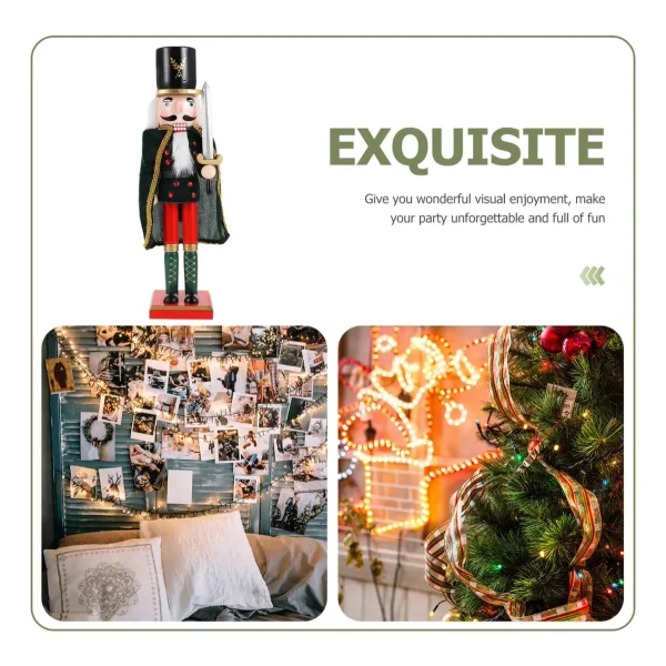 Cascanueces Soldado 38 Cm De Madera Adorno Navideño Negro