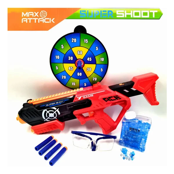 Pistola Lanzadora Hidrogel Y Dardos 2 En 1 Rojo