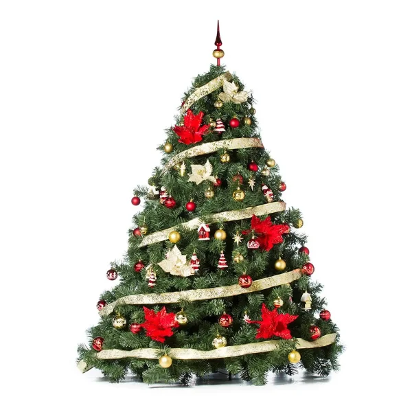 Arbol de Navidad Extra Lujo Patagonia 1,80mts Adornos Rojo Oro