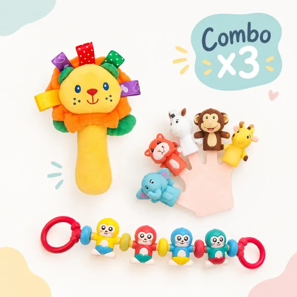Kit X3 Juguetes Para Bebes Bundle Interactivo 6 Meses 1 Año Multicolor