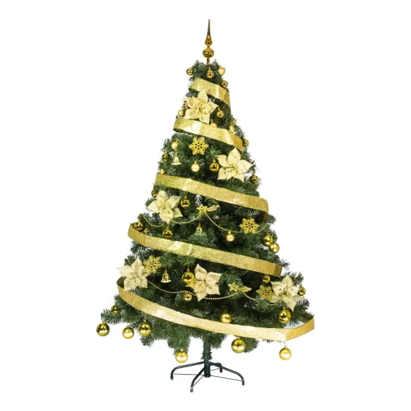 Arbol Navidad Tronador Lujo 1,80mts + Kit 60 Oro Cybermonday Verde