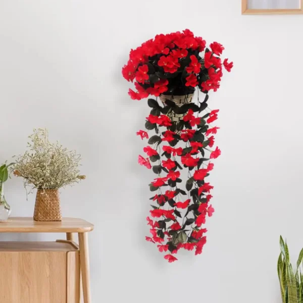 Ramo Flor Planta Colgante Pack X2 Jardin Artificial Interior Rojo