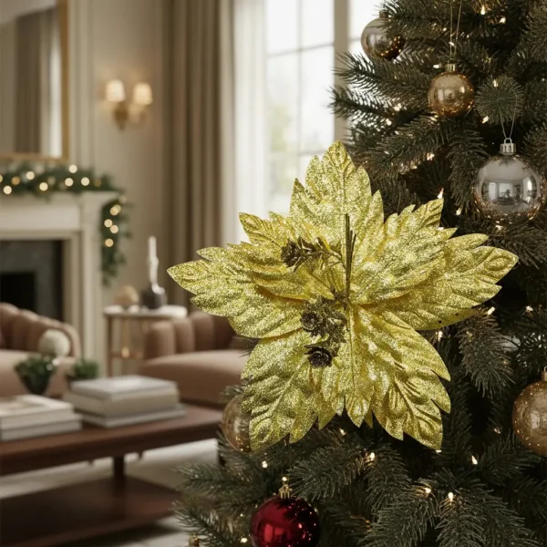 Flor 25cm Rojo Arbol De Navidad Adornos Decoracion X4u