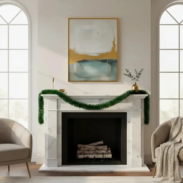 Guirnalda Boa Navidad Muerdago 9 Cm 2 Mts Deco Navideña X30u Verde Boa