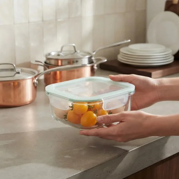 Taper De Vidrio Hermético Microondas Horno Heladera 520ml Transparente