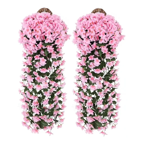 Ramo Flor Planta Colgante Pack X2 Jardin Artificial Interior Rosa