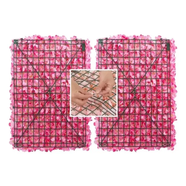 Panel Muro Jardín Vertical Deco Flores Artificiales Pack X6 Rojo