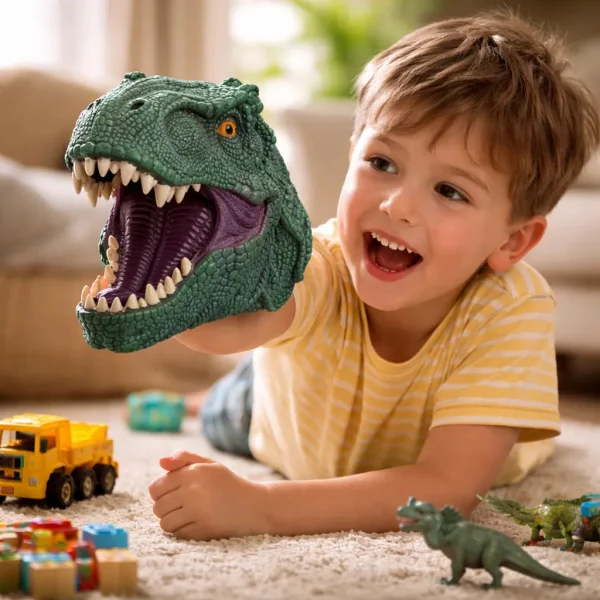 Marioneta De Mano Dinosaurio T-rex Realista Goma Niños