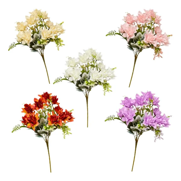 Ramo De Flores Artificiales Dalia 30cm Deco Hogar Pack X3 Crema
