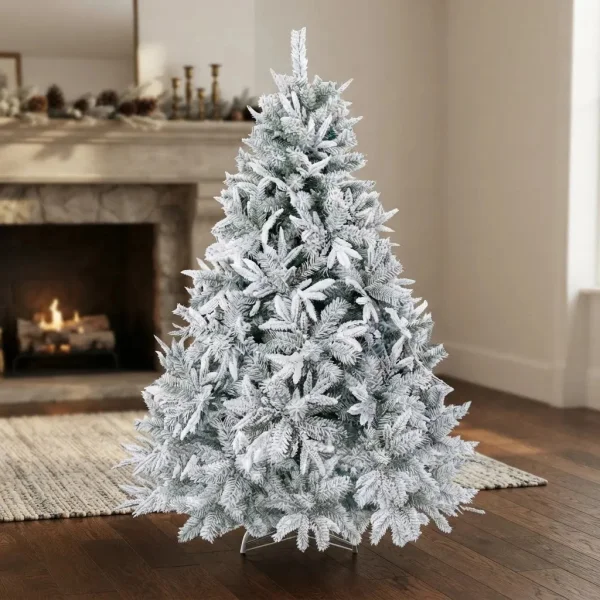 Arbol De Navidad Fabesa Pino Nevado Flock 1.80mts Base Metal Nevado