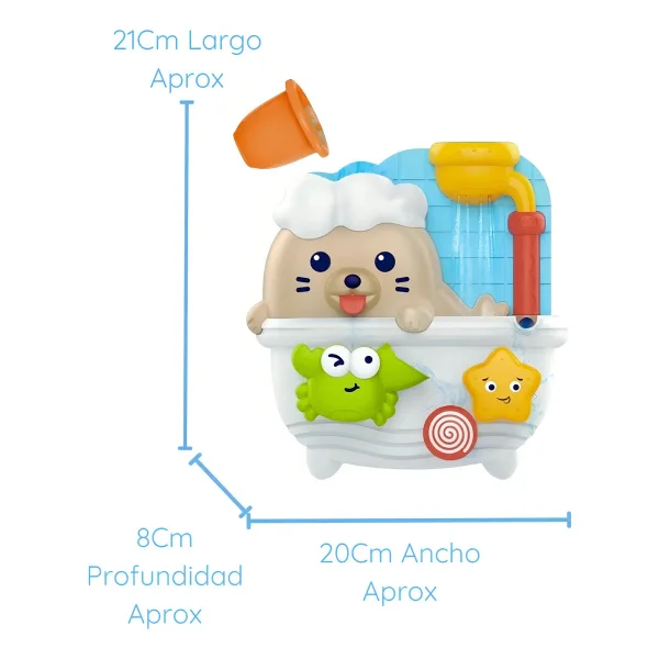 Juego De Agua Bebe Huanger Con Sopapa Didactico Color Foca