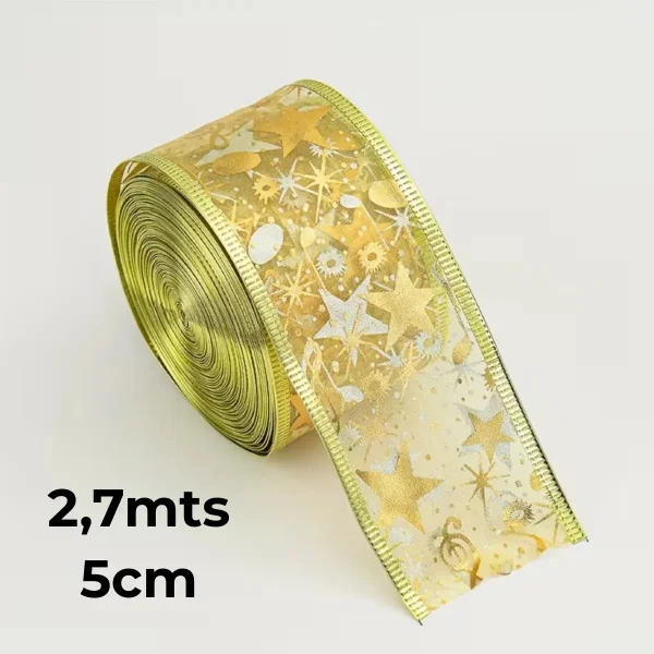 Cintas Navideñas Adornos Decoración Navidad 5cm 2,7mts