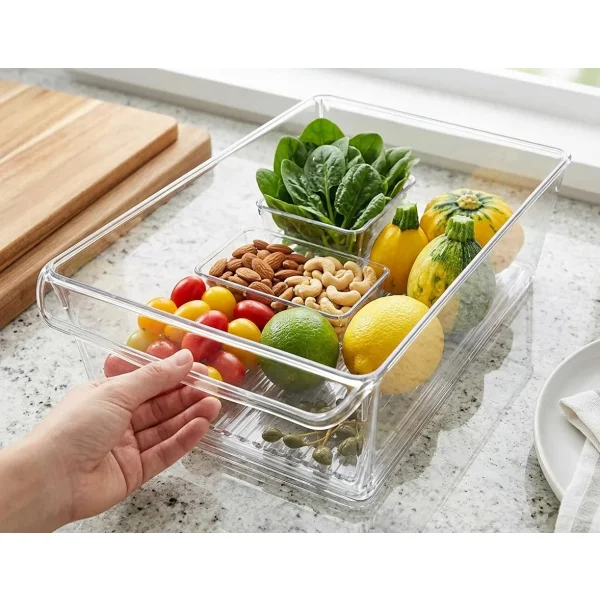 Organizador Heladera Recipiente Acrilico Multiuso 30x20x10cm Transparente
