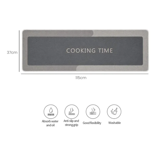 Alfombra Antideslizante Absorbente Cocina Secado Rapido 115m 115 M 37 M Gris Azulado
