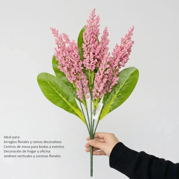 Ramo Artificial Flores Lavanda Astilbe Decoración Hogar 40cm Amarillo